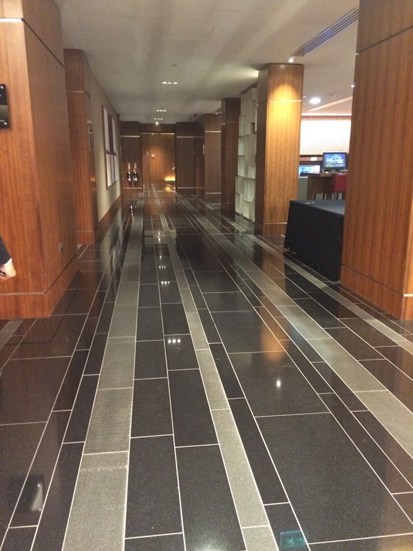 One of the hotel walkways