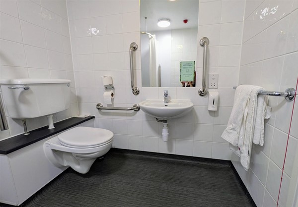 Image of the toilet and sink in the bathroom