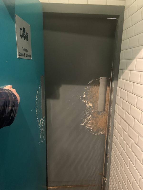 Image of a toilet door