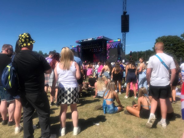 Image of the main stage from the grass area.