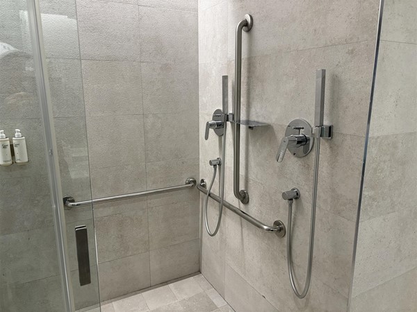 Shower and bath. Shower area looked ok to me.
