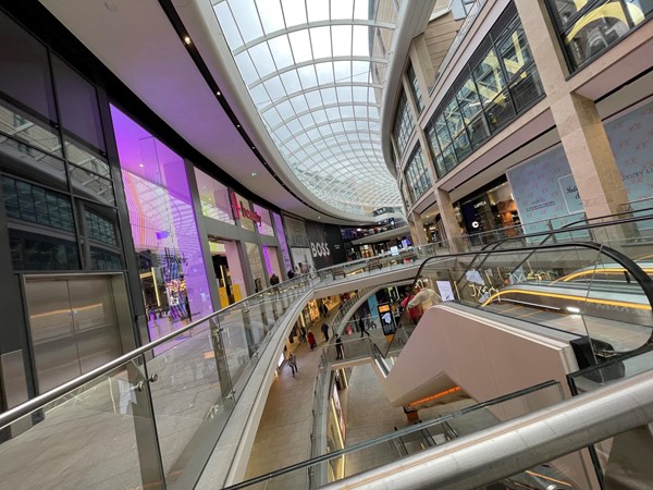 One of the main walkways through the centre of St James Quarter shopping centre