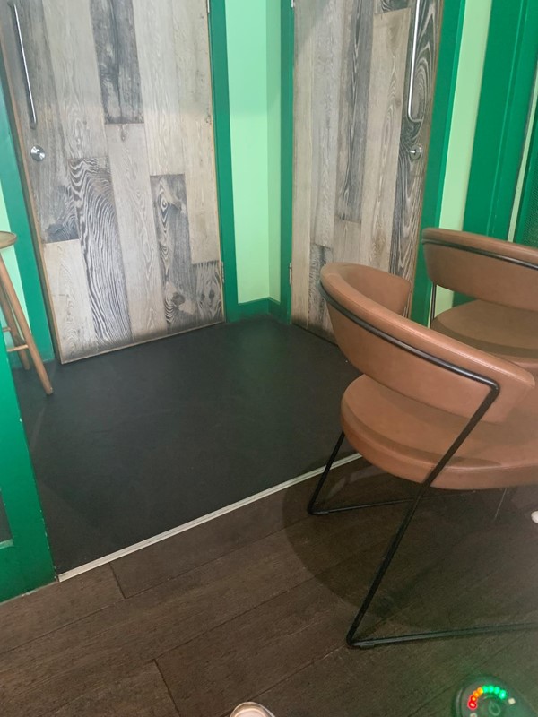 Small walkway to accessible toilet blocked my chairs.
