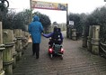 Grandma and grandson enjoying a stroll together.