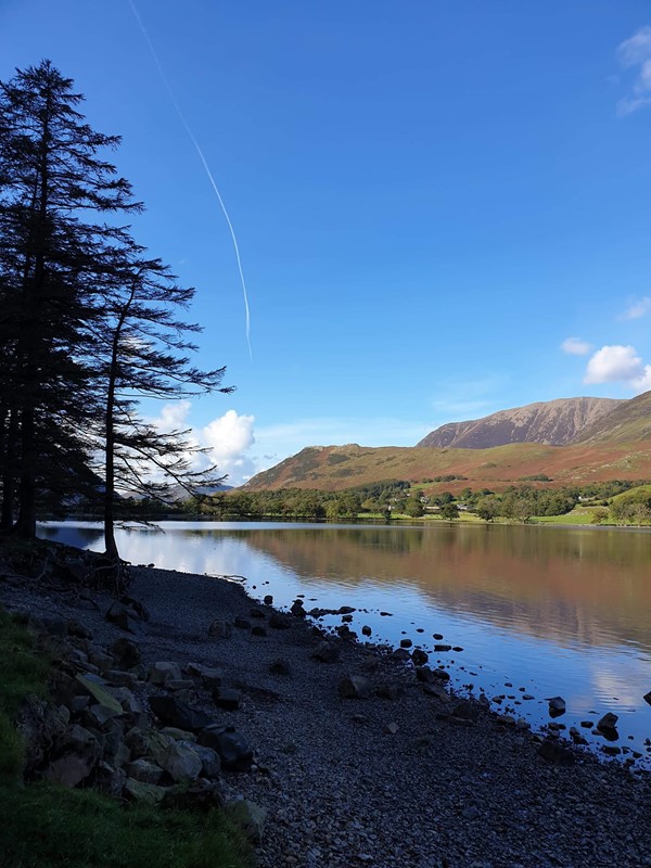 View from back of Buttermere looking back towards car park & cafe