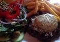 Picture of a burger and chips at Bells Diner, Edinburgh