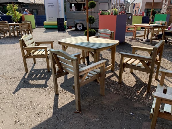 Tables and chairs outside Edinburgh College of Art