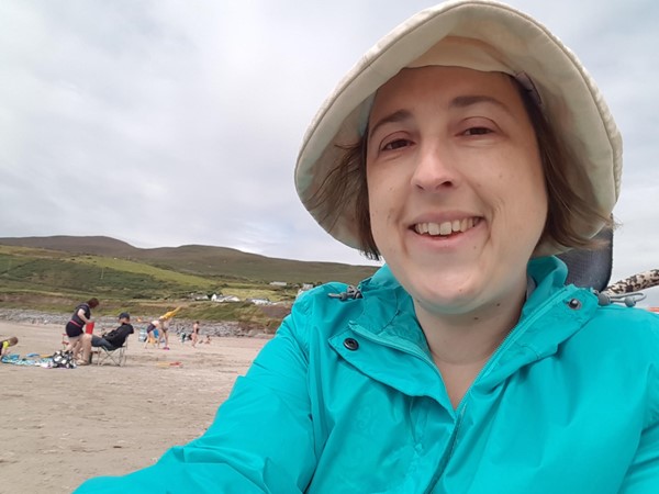 Selfie from my beach wheelchair on Inch Beach